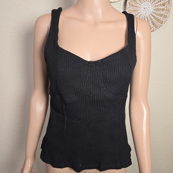 Maeve Crop Top Anthropologie Retro Black Size Xl - Picture 5 of 11